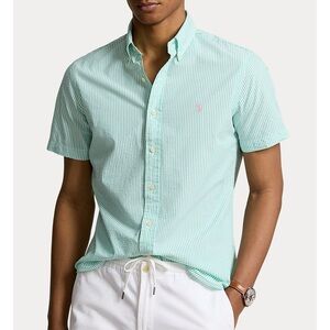 Men’s Ralph Lauren Classic Fit Button Down Shirt Seersucker Short Sleeve Medium